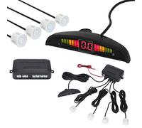 AUTOUTLET Sensores de Aparcamiento, Sistema de Sensor de Estacionamiento, Asistencia de Aparcamiento Kit de Auto LED Display + Alarma de Sonido, Cocar Coche Aparcamiento Kit con 4 Sensores Blancos