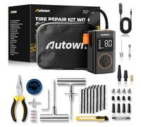 AUTOWN 54 Piezas Kit Antipinchazos Coche con Compresor, 12V&150PSI | Bomba de Aire Portátil 120 PSI con Parada Automática y LED, Para Coches, Camiones, Motos, SUV, Quads y Tractores