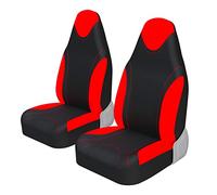 AUTOYOUTH 1 funda de asiento de cubo delantero integrada, de tela plana, dos colores (rojo/negro) accesorios universales para la mayoría de los coches, SUV, camiones