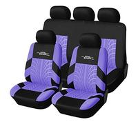 AUTOYOUTH Funda de Asiento de Coche Ajuste Universal Juego Completo de Fundas Protectoras para Asientos Coche Pistas de Neumáticos Accesorios de Asiento de Coche, Púrpura
