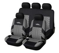 AUTOYOUTH Juego completo de fundas de asiento de coche, asiento delantero y asiento trasero, banco dividido, para mujer, juego completo de protectores de asiento de coche, 9 piezas, gris