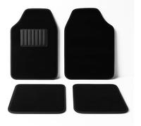 AUTOZOCO Alfombrillas de Moqueta Universales para Coche, Diseño con talonera de Goma, Alfombrilla Lavables, Alfombrillas automóvil moqueta, Delanteras 65x42 cm, traseras 29x42 cm, Negro