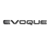 AUTOZOCO Emblema Adhesivo Evoque, Insignia Evoque Apto para Parte Trasera Autoadhesiva, Compatible con Range Rover, Pegatina Evoque, Plástico, 16 cm x 1.5 cm, Negro con Bordes Plateados