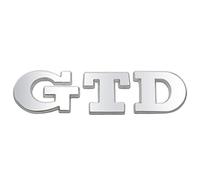 AUTOZOCO Emblema Adhesivo metálico GTD, Insignia GTD Apto para Parte Trasera Autoadhesiva, Compatible con VW Golf 7, 6, 5, 4, Pegatina GTD MK2, MK4, MK5, MK6, MK7, Metal, Plateado Brillo