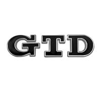 AUTOZOCO Emblema Adhesivo metálico GTD, Insignia GTD Apto para Parte Trasera Autoadhesiva, Compatible con VW Golf 7, 6, 5, 4, Pegatina GTD MK2, MK4, MK5, MK6, MK7, Metal, Negro Borde Plata