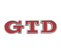AUTOZOCO Emblema Adhesivo metálico GTD, Insignia GTD Apto para Parte Trasera Autoadhesiva, Compatible con VW Golf 7, 6, 5, 4, Pegatina GTD MK2, MK4, MK5, MK6, MK7, Metal, Rojo Borde Plata