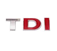 AUTOZOCO Emblema Adhesivo metálico TDI, Insignia TDI Apto para Parte Trasera Autoadhesiva, Compatible con Golf VW Polo GTI Passat B5 B6 Touran, Metálico, Las Letras en Color Rojo y Plata