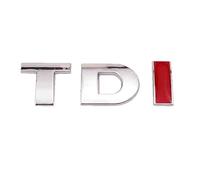 AUTOZOCO Emblema Adhesivo metálico TDI, Insignia TDI Apto para Parte Trasera Autoadhesiva, Compatible con Golf VW Polo GTI Passat B5 B6 Touran, Metálico, Las Letras en Color Rojo y Plata