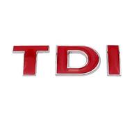 AUTOZOCO Emblema Adhesivo metálico TDI, Insignia TDI Apto para Parte Trasera Autoadhesiva, Compatible con Golf VW Polo GTI Passat B5 B6 Touran, Metálico, Todas Las Letras en Color Rojo
