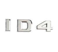 AUTOZOCO Emblema Adhesivo Plástico ID.4, Insignia ID4, Emblema ID4, Apto para Parte Trasera Autoadhesiva, Compatible con Volkswagen, Plástico, 11 cm x 2.5 cm, Todas Las Letras en Color Plateado Brillo