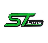 AUTOZOCO Emblema Adhesivo ST Line, Insignia de Metal Compatible con Ford, 6 cm x 2.1 cm, Verde, para Lateral