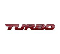 AUTOZOCO Emblema Adhesivo Turbo, Insignia Turbo, Pegatina Turbo, Insignia Adhesiva Turbo, Apto para Maletero y para Lateral, Universal, Material Metálico, 9.7 cm Ancho x 1.1 cm Alto (Rojo)