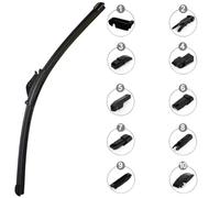 AUTOZOCO Escobilla limpiaparabrisas coche delantero, escobilla multi adaptador, tamaño 62.5 cm, modelo limpiaparabrisas universal compatible con la gran mayoría de vehículos, Incluye 10 adaptadores