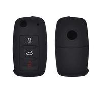 AUTOZOCO Funda de Silicona para Mando Llave Coche 3 Botones Compatible con VW Skoda Seat, Carcasa Protectora para Llave de Coche, TPU, Maletero, Abrir, Cerrar - Negro
