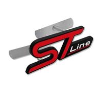 AUTOZOCO Insignia ST Line para Parrilla Coche, Emblema ST Line Parrilla, Insignia Diseño de Coche ST Line, Compatible con Ford, Aleación de Metal, Medidas 10 x 3.5 cm, Rojo y Negro