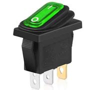 AUTOZOCO Interruptor basculante ON-OFF SPST 3 vias impermeable con led - 20 A - interruptor auxiliar luz - controlador eléctrico botonera - boton interruptor impermeable con luz led verde