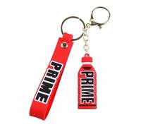 AUTOZOCO Llavero bebida energética Prime, Goma de Prime, Llavero de Figura de bebida energética, botella, 7 cm de longitud, Silicona, Color Rojo