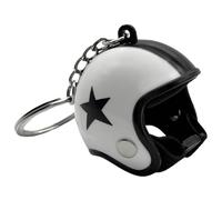 AUTOZOCO Llavero casco de Moto, Diseño de Casco de motocicleta 3D, Motero, Colgante, Regalo, Souvenir, Plástico, Blanco