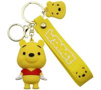 AUTOZOCO Llavero de Winnie The Pooh, Figura de Pooh, 6.5 cm, Silicona Amarilla