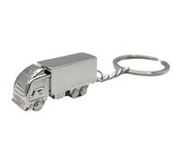 AUTOZOCO Llavero en Forma de Camión, Camionero 3D, Camión, Tráiler, Souvenir Transportes, Decoración para Llaves, Longitud Extendido 9 cm, Metálico, Plateado