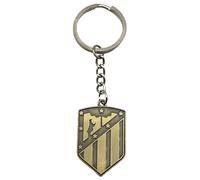AUTOZOCO Llavero metálico Atlético de Madrid, edición de aficionado, Llavero dorado con emblema del Atlético de Madrid, equipo Colchonero, Metálico, Color dorado