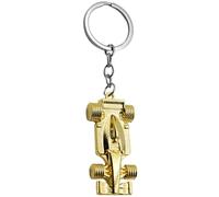 AUTOZOCO Llavero metálico en forma de coche Formula 1, diseño coche F1, Llavero Automovil cromado, Key Chain car, Regalo concesionario, llavero Metálico auto, Color Dorado