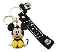 AUTOZOCO Llavero Mickey sentado, Llavero Mickey Mouse sentado, dibujos animados, Colgante, Porta llaves, compatible con Disney, Longitud 6 cm, Silicona
