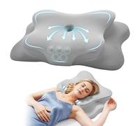Autsel Almohada Cervicales y Cuello Viscoelástica con Diseño Mariposa - Almohada Ortopédica para Aliviar Dolor, 2 Alturas (11/13cm), Ideal para Dormir de Lado, Boca Arriba y Abajo, Gris Claro