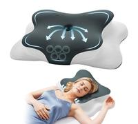 Autsel Almohada Cervicales y Cuello Viscoelástica con Diseño Mariposa - Almohada Ortopédica para Aliviar Dolor, 2 Alturas (11/13cm), Ideal para Dormir de Lado, Boca Arriba y Abajo, Gris Oscuro-Blanco