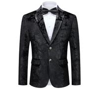 Autsel Blazer para Hombre de Lentejuelas Chaqueta Elegante con Purpurina Dorada Blazers Casual de Boda Negro M