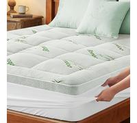 Autsel Sobrecolchón de Fibra de Bambú 90x200cm, Topper Colchón 1000g/㎡ Extra Suave, Cubre Colchon Ajustable hasta 40cm, Mattress Topper Transpirable y Lavable a Máquina