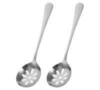 AUTSUPPL 2 Cucharas Ranuradas Pequeñas de Acero Inoxidable para Servir y Colar Alimentos, Utensilios de Cocina Resistentes y Elegantes para Restaurantes y Uso