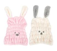 AUTSUPPL 2 Gorros para Secar el Cabello en Forma de Conejo, Toallas de Microfibra Absorbentes y Ligeras, sin Apretar la Cabeza, Ideales para Baño y Secado Rápido