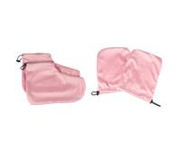 AUTSUPPL 2 pares Guantes y Cubre Pies de Parafina Tejido Suave Térmico para Spa Casa y Salón Accesorio para Terapia de Cera Caliente Rosa Ayuda Hidratación Piel y Retención Calor