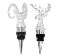 AUTSUPPL 2 Piezas Tapón de Botella de Vino Tapón para Botella de Vino de Aleación Cabeza de Ciervo Plata Reutilizable y Decorativo y Champán