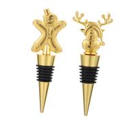 AUTSUPPL 2 Piezas Tapones de Vino Navideños con Diseño de Reno y Hombre de Jengibre Tapón Reutilizable y Hermético para Botellas Regalo para Fiestas y Conservador de