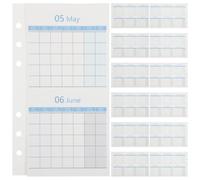 AUTSUPPL 20 Hojas Hojas de Planificación Mensual A6, Recambios para Organizador de Agenda de Papel Azul, Doble Cara, sin Fecha, 20 Hojas, Secciones de Año y Mes y Seguimiento de Comidas,
