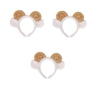 AUTSUPPL 3piezas Diadema Decorativa De Orejas De Oveja Amarilla Diadema Para Fiesta y Disfraces Accesorios Para Maquillaje y Spa Diseño Elástico Para Adultos