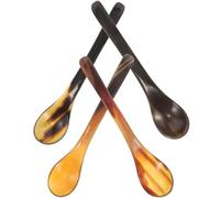 AUTSUPPL 4 Cucharas de Miel de Cuerno de Buey Mango Largo 18X3 CM Cucharas para Café y Té Reutilizables Resistentes al Desgaste Aptas para Cocina y Repostería