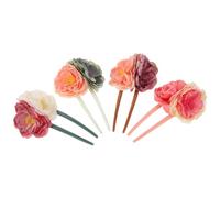 AUTSUPPL 4 Pcs Pinzas Pelo con Diseños de Flores, Horquillas U-shaped Vintage para Recogidos, Accesorios Tradicionales de Tela para Mujeres y Niñas en Ocasiones Casuales