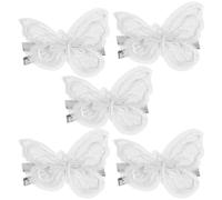 AUTSUPPL 5 Piezas Pinzas Cabello de Mariposa Encaje Blanco Bordado, Accesorio Elegante y Chic para Niñas y Mujeres en Fiestas Temáticas y Vacaciones