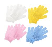 AUTSUPPL 8piezas Guantes Exfoliantes Ducha De Dedos De Manoplas De Baño Para Masaje Espalda y Exfoliación Amarillo Blanco Azul Rosa