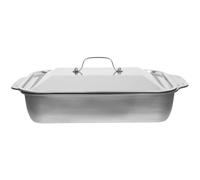 AUTSUPPL Acero Inoxidable Fuente Rectangular Bandeja para Asar Pescado Rectangular para Asar Plata Evita Jugos se Desborden para Uso Doméstico Barbacoa y Horno