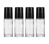 AUTSUPPL Botellas Roll-On Vacías 4 Piezas 30 Ml Vidrio Transparente Color Negro Portátiles y Rellenable para Aceites Esenciales Perfumes y Líquidos Uso Doméstico y Viaje