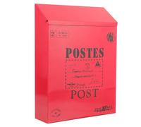 AUTSUPPL Buzón de Hierro para Montaje en Pared Estilo Vintage Americano, Color Rojo Intenso, con Cerradura Segura, Gran Capacidad para Correo y Periódicos, Adecuado para Exterior