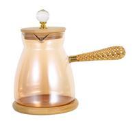 AUTSUPPL Cafetera Turca de Vidrio con Asa Lateral Aislante Hervidor Multiuso para Leche y Mantequilla Tetera Griega para Café Árabe Casa y Cafetería