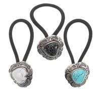 AUTSUPPL Coleteros Metálicos Vintage en Forma de Corazón para Mujer y Niña, Set de 3 Piezas con Cuentas Turquesas, Accesorios Versátiles para Peinados Estilo Occidental y Boho