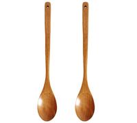 AUTSUPPL Cucharas de Cocina Superficie Lisa sin Residuos Juego de 2 Mango Largo de Madera Estilo Japonés Refinado Ideales para Cocinar y Servir Sopa