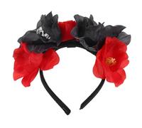 AUTSUPPL diadema de calavera venda de flores accesorios para el cabello de flores tocado dia de muertos flor de la vendimia banda para la fiesta tocado de rojo