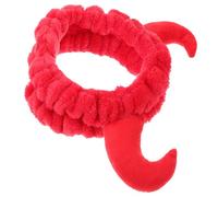 AUTSUPPL Diadema de Cuerno Roja de Felpa para Mujer, Accesorio Práctico Que Sujeta el Peinado Estilo Único y Cómodo para Cuidados Faciales